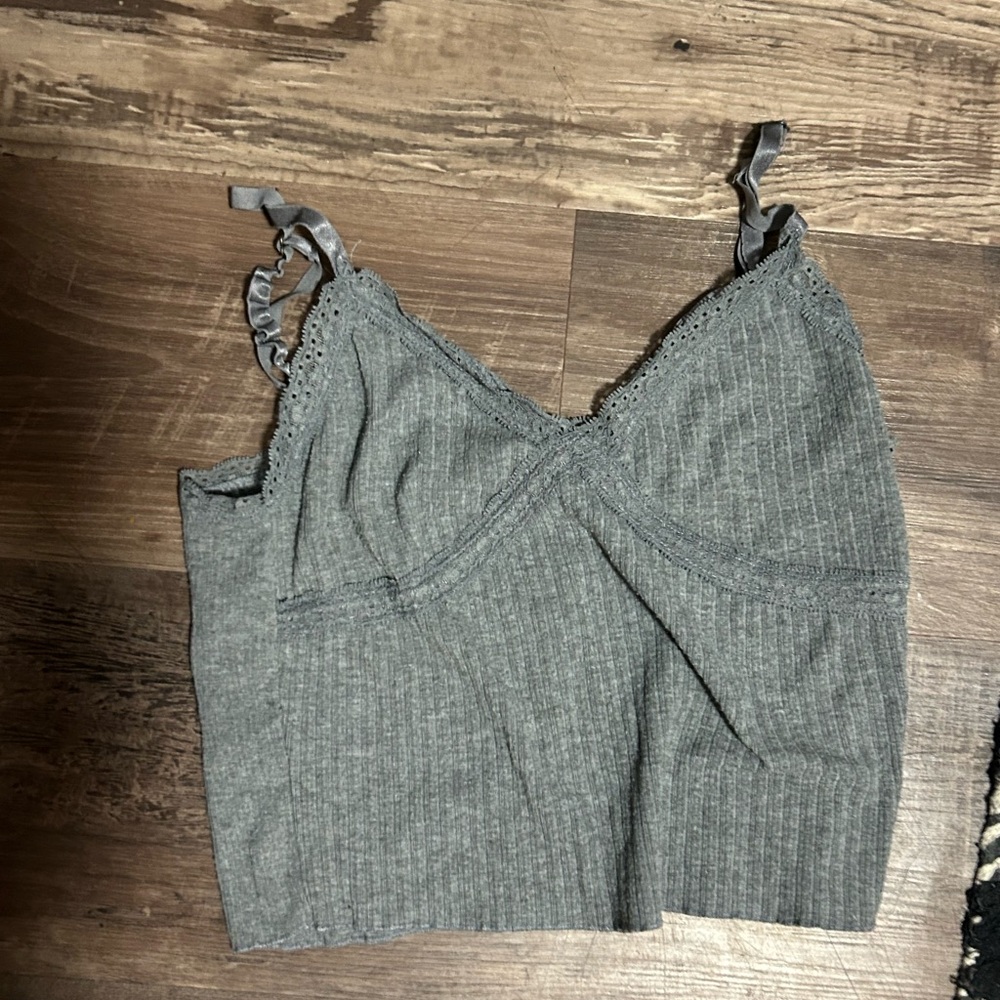 Gray Ribbed Camisole Top